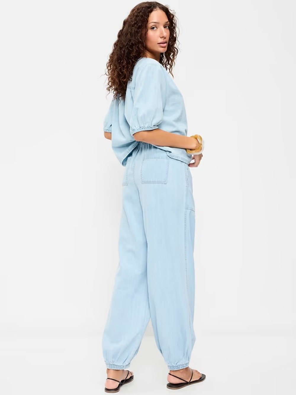 Mid-Rise Pull-On Utility Harem Denim Pants XXL TALL